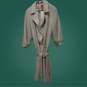 Perry Ellis full length cream alpaca  wool coat